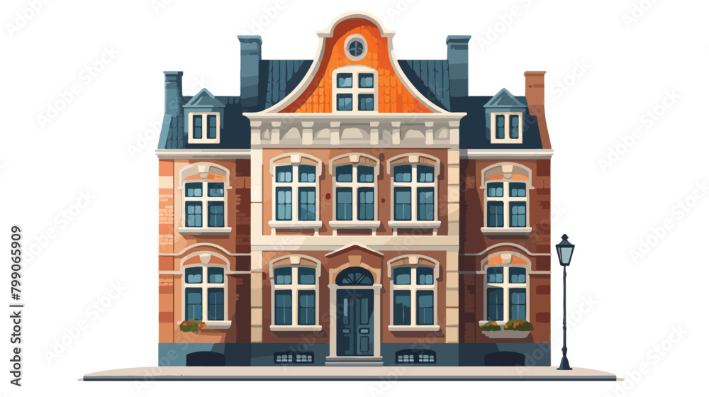 Old Dutch house historical vintage facade. Building