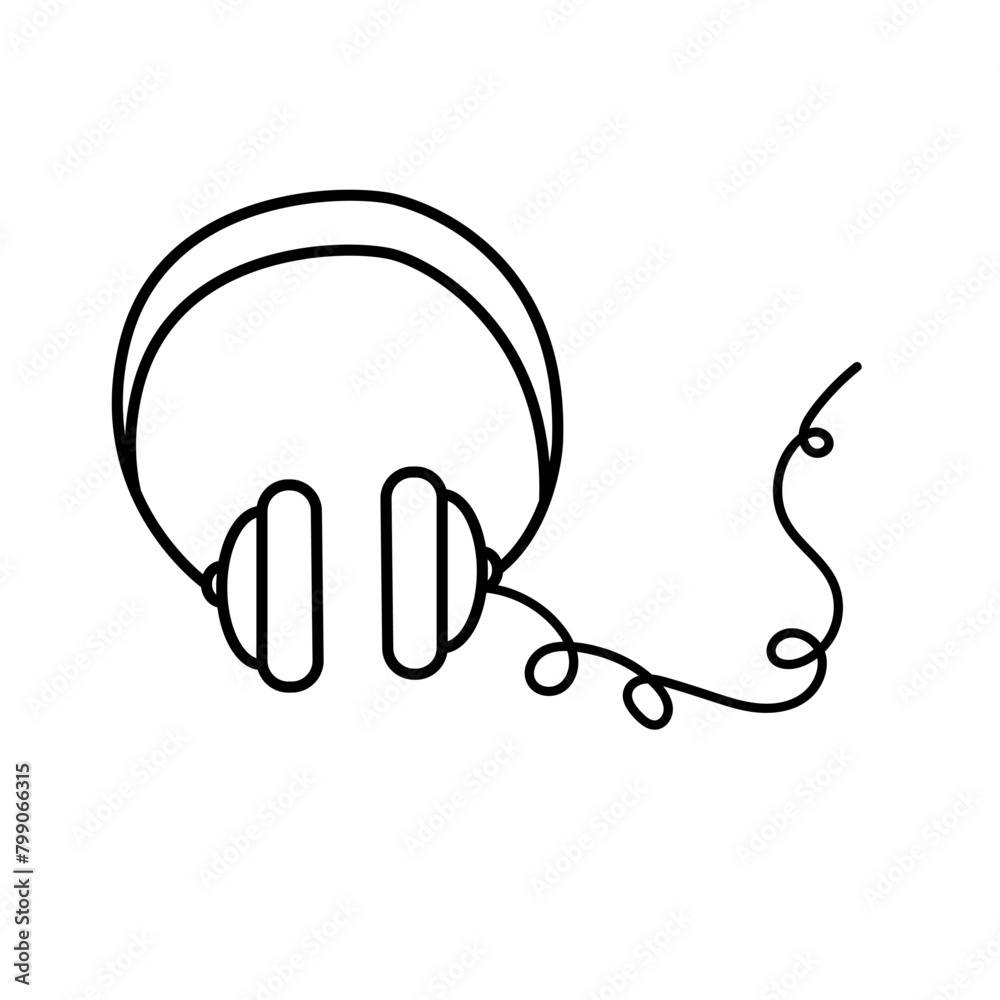 Headphones. Vector illustration in doodle style.