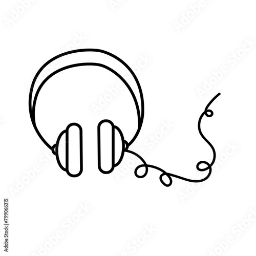 Headphones. Vector illustration in doodle style.