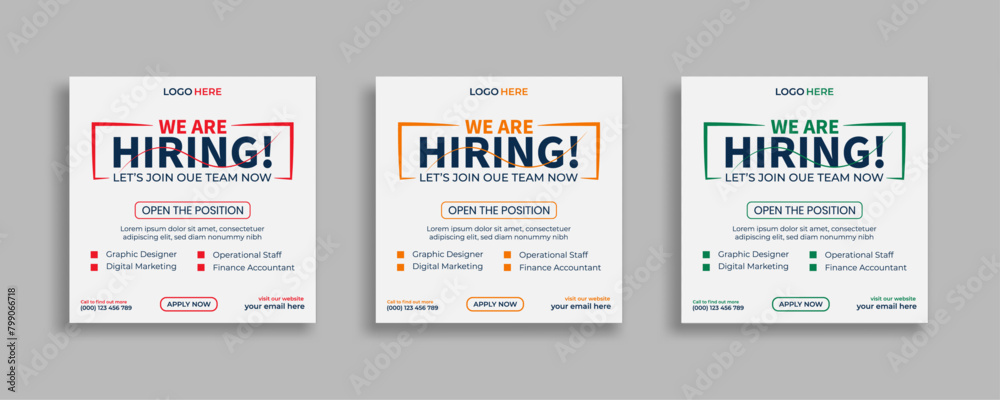 We are hiring job vacancy social media post or square web banner template vector design We are hiring job vacancy social media post or square web banner template vector design