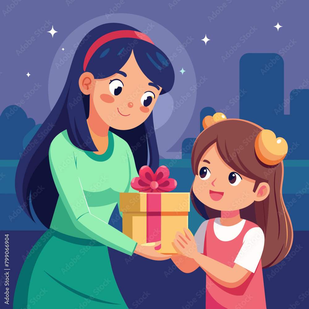 Daughter Gifting Her Mom On Mother's Day , Mothers Day Holiday Daughter Gifting Her Mom On Mother's Day , Mothers Day Holiday