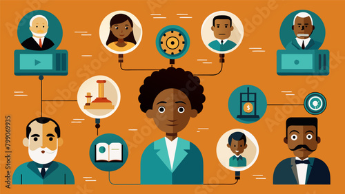 An interactive exhibit featuring the many patents held by African American inventors throughout history showcasing the wide range of industries they. Vector illustration