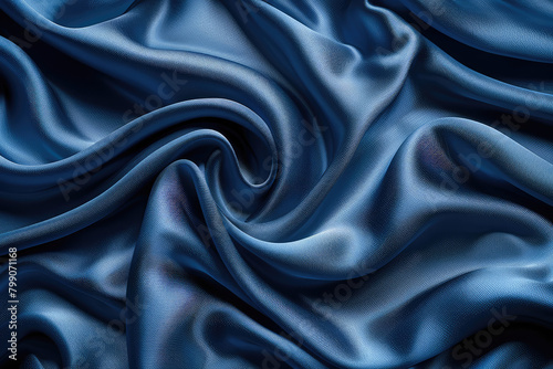 A dark blue silk background, smooth and flowing with curves. Created with Ai