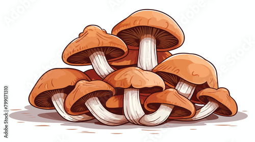 Outlined drawing of Armillaria honey mushroom or fu