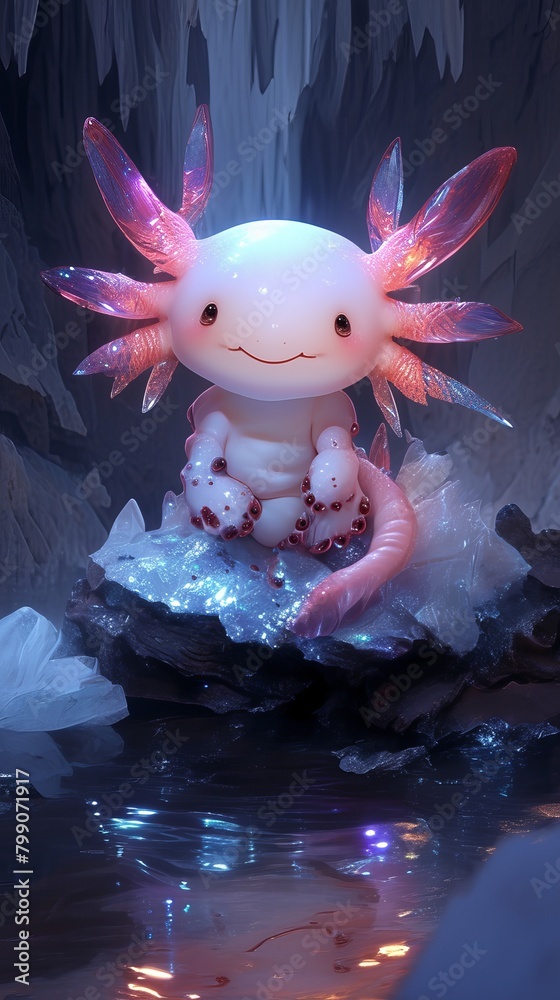 Cute axolotl character - obrazy, fototapety, plakaty 