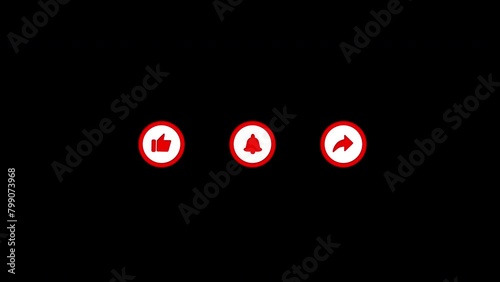 Like Subscribe Share Get Notified Animation Element seamless loop with alpha channel