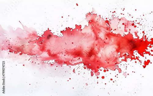 Abstract red watercolor on white background. Color splashes on paper
