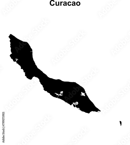 Curacao blank outline map design
