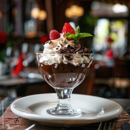 chocolate dessert with whipped cream