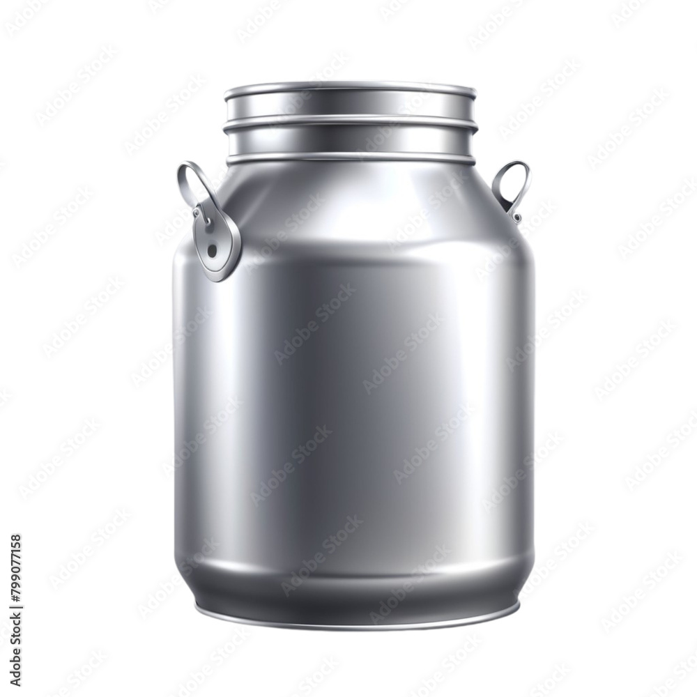 Metal retro milk can on Isolated transparent background png. generated with AI Metal retro milk can on Isolated transparent background png. generated with AI