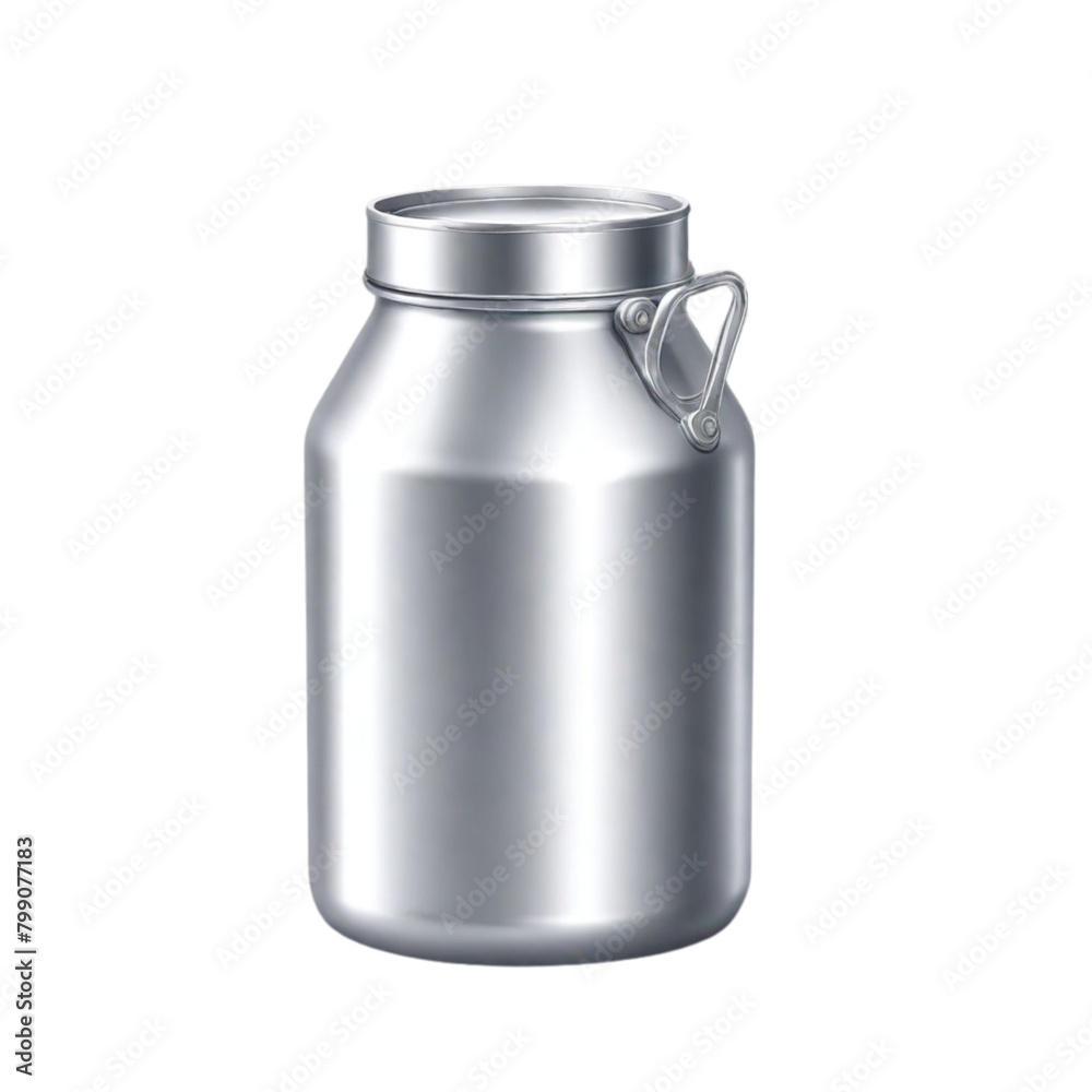 Metal retro milk can on Isolated transparent background png. generated with AI Metal retro milk can on Isolated transparent background png. generated with AI