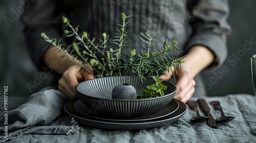 Tranquil Tablescape: Moody Palette of Dark Grays and Blacks