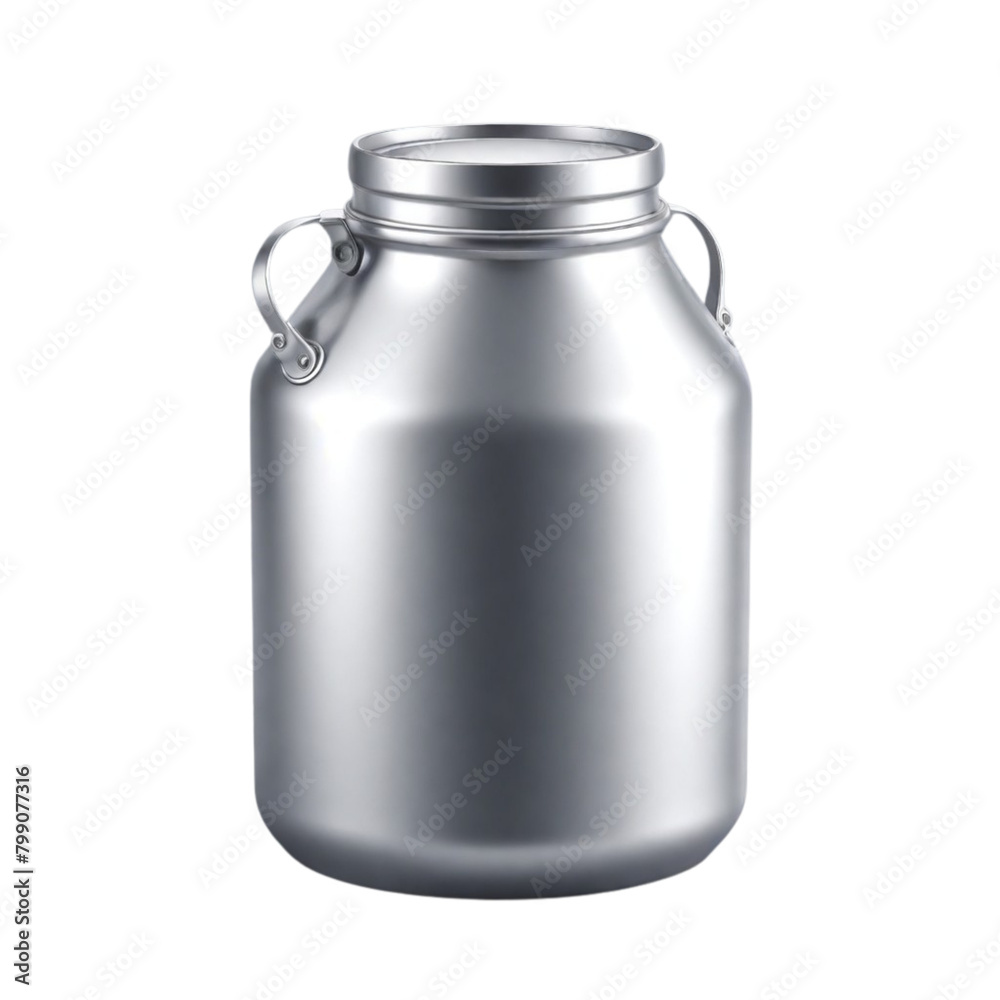 Metal retro milk can on Isolated transparent background png. generated with AI Metal retro milk can on Isolated transparent background png. generated with AI