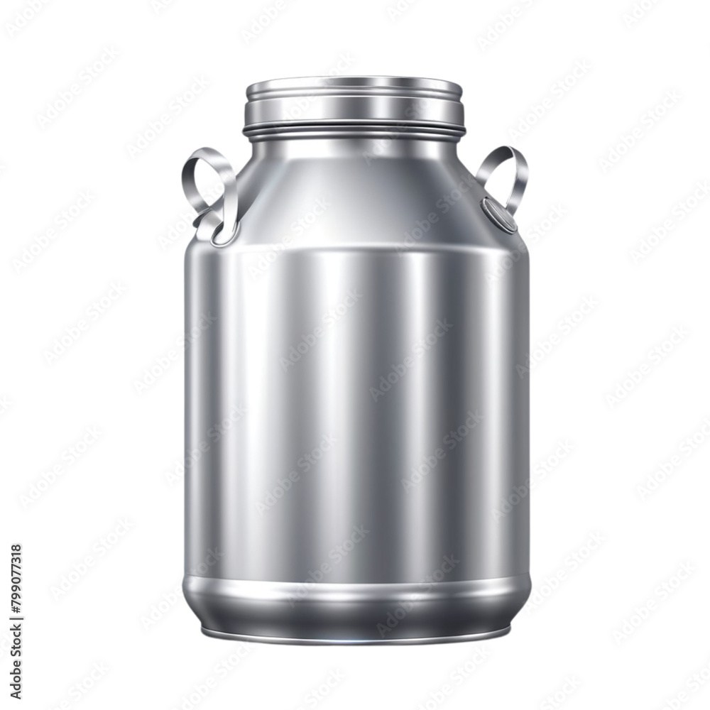 Metal retro milk can on Isolated transparent background png. generated with AI Metal retro milk can on Isolated transparent background png. generated with AI