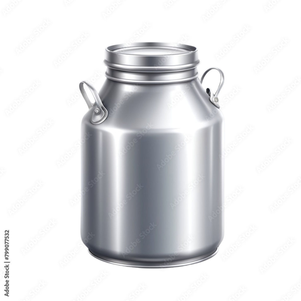 Metal retro milk can on Isolated transparent background png. generated with AI