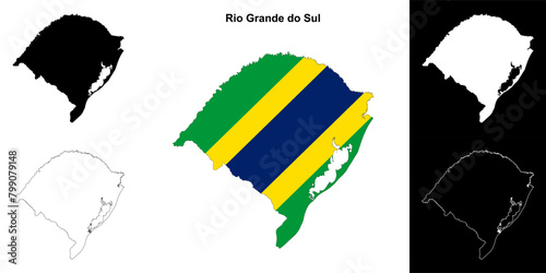 Rio Grande do Sul state outline map set