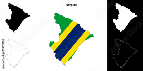 Sergipe state outline map set