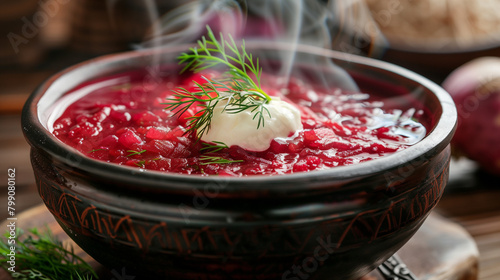 Borscht on a Plate, Traditional Russian Beet Soup