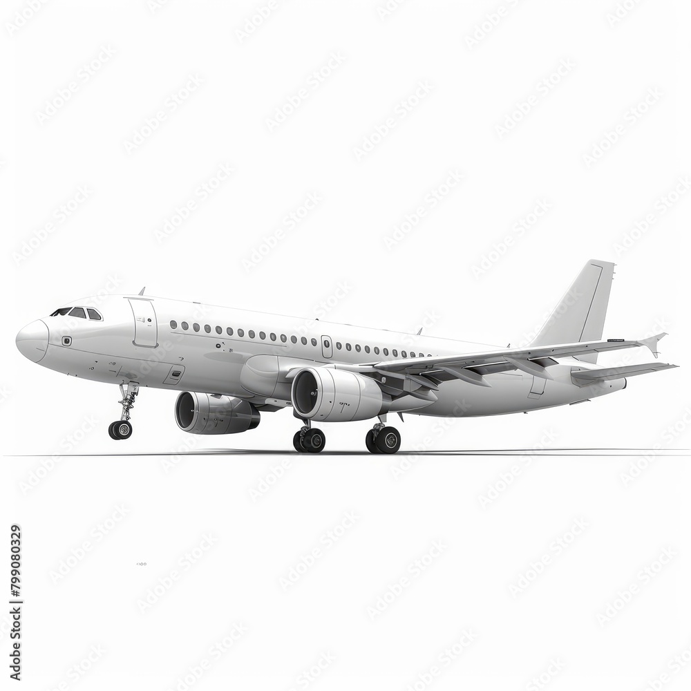 Blank Glossy White Airplane Or Airliner Side View. Generative AI 