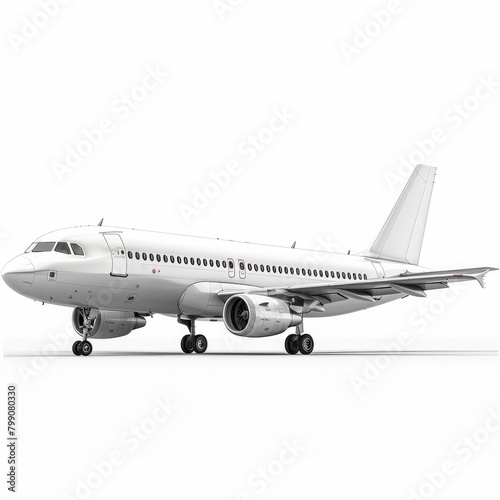 Blank Glossy White Airplane Or Airliner Side View. Generative AI 