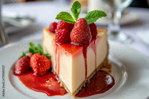 Cheesecake on a White Plate, Simple Elegant Dessert Presentation
