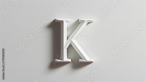 "K" presented in bold, capturing attention with its sharp lines against the backdrop of pure white.