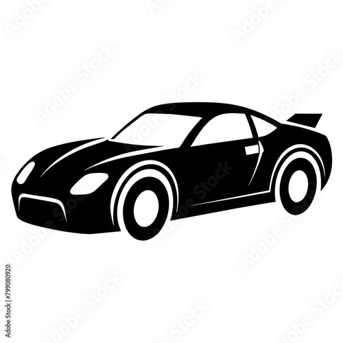 Racing car silhouette vector illustration isolated on white background. Logotype racing car design.