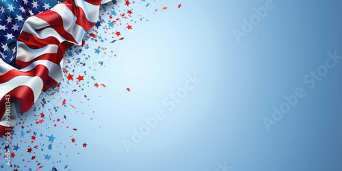 Celebrate Memorial Day and Independence Day with us! Closed for the Holidays. Banner with Copy Space and American Flag Elements. Generative AI.