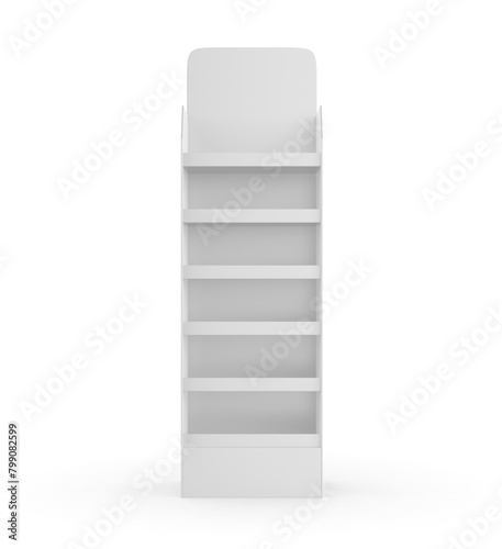 POS POI floor product blank display rack stand, 3d illustration.