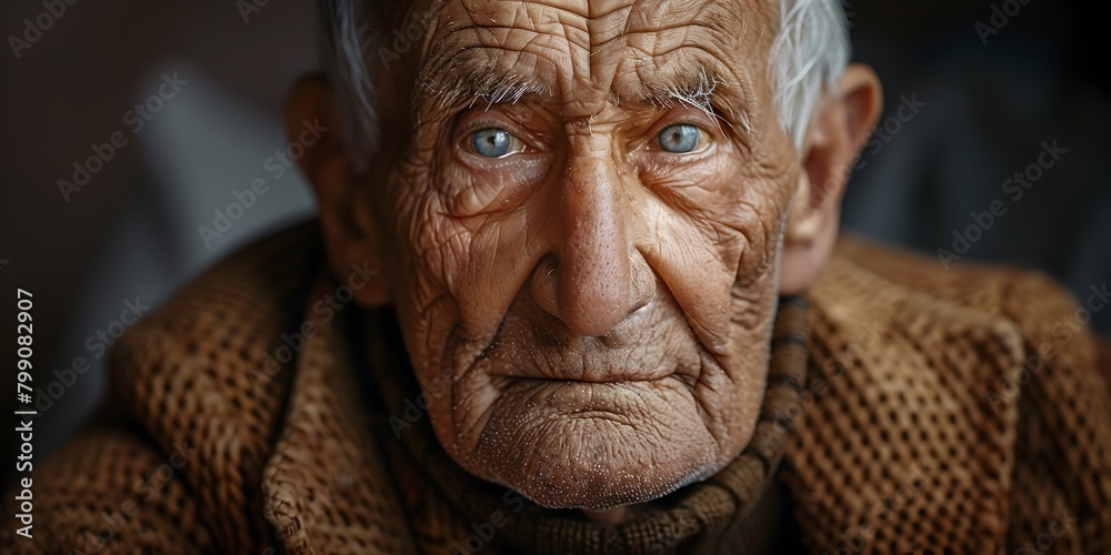 Weathered Face of Wisdom and Experience A Pensive Portrait of an Elderly Gentleman Capturing the Depth of a Life Fully Lived