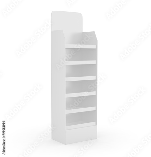 POS POI floor product blank display rack stand, 3d illustration.