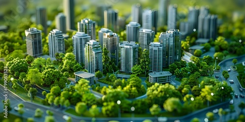 Sustainable Urban Planning Model Showcasing Integrated Green Spaces Public Transport and Residential Areas