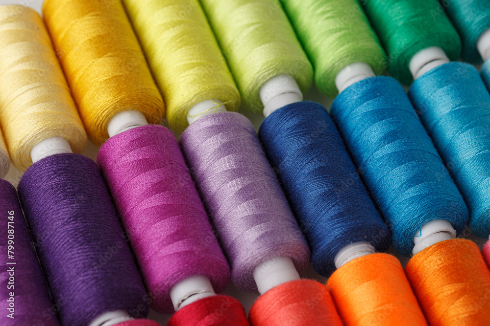 Set of colorful spools of thread Set of colorful spools of thread
