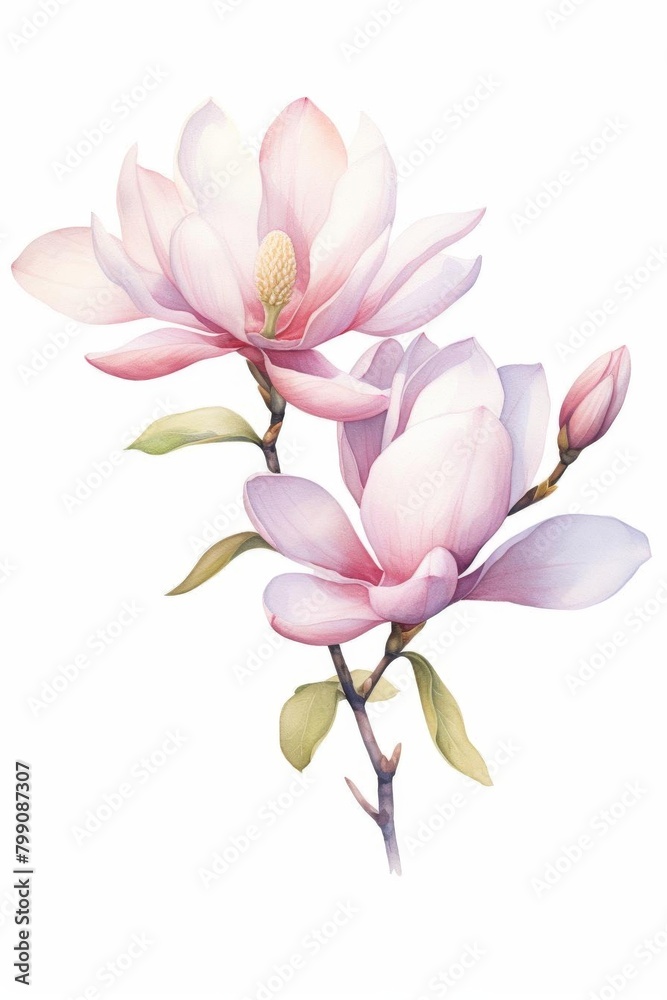watercolor magnolias, elegant watercolor magnolias