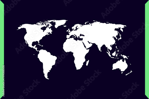 Modern Windows style design concept of world map isolated on dark background - vector illustration