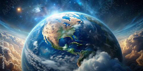 Fototapeta Naklejka Na Ścianę i Meble -  planet earth globe clouds and space background.