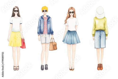 Backtoschool outfits watercolor, stylish backtoschool outfits watercolor photo