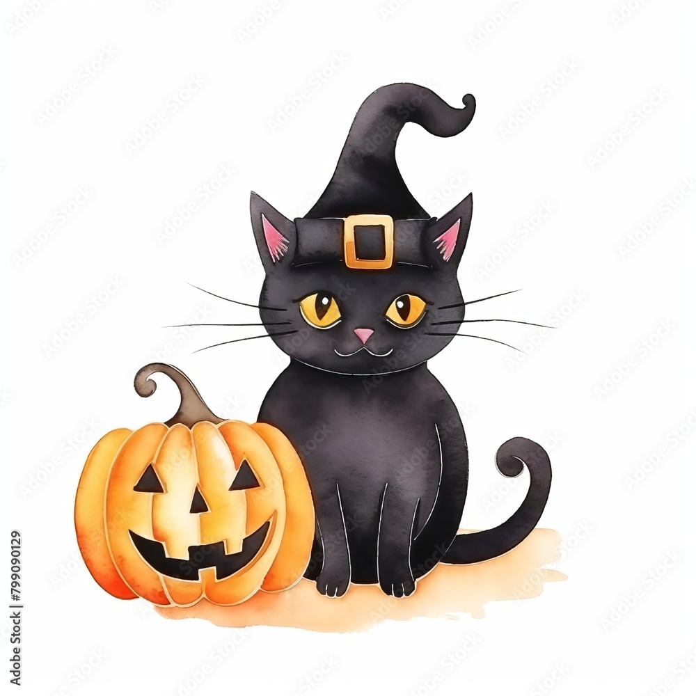 Halloween black cat watercolor, mysterious Halloween black cat watercolor Halloween black cat watercolor, mysterious Halloween black cat watercolor
