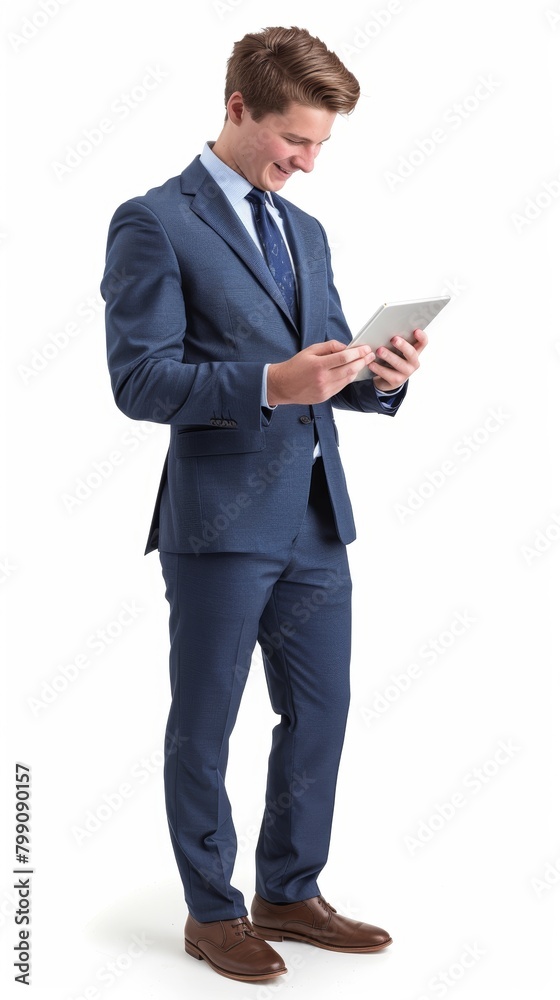 Happy asian man, business and tablet in studio for online planning, data research and internet info on white background. Corporate worker, digital technology, and website app network link Happy asian man, business and tablet in studio for online planning, data research and internet info on white background. Corporate worker, digital technology, and website app network link