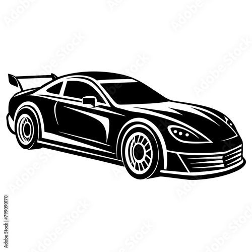 Racing car silhouette vector illustration isolated on white background. Logotype racing car design.