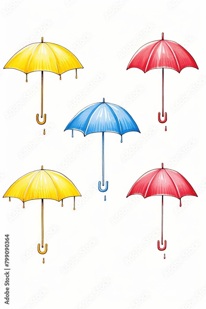 wet umbrellas watercolor, dripping wet umbrellas watercolor