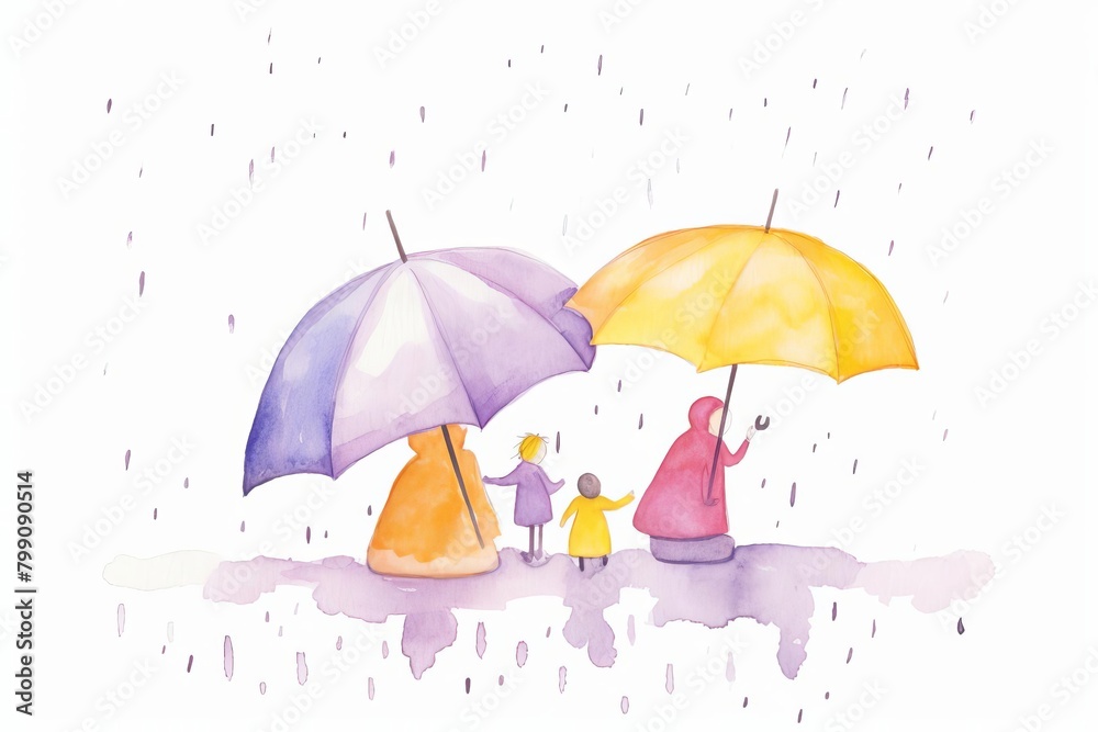 umbrella game in the rain, playful umbrella game in the rain