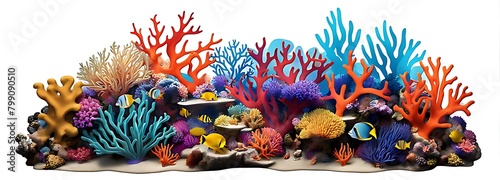  Colorful coral reef  isolated on white background  cut out 