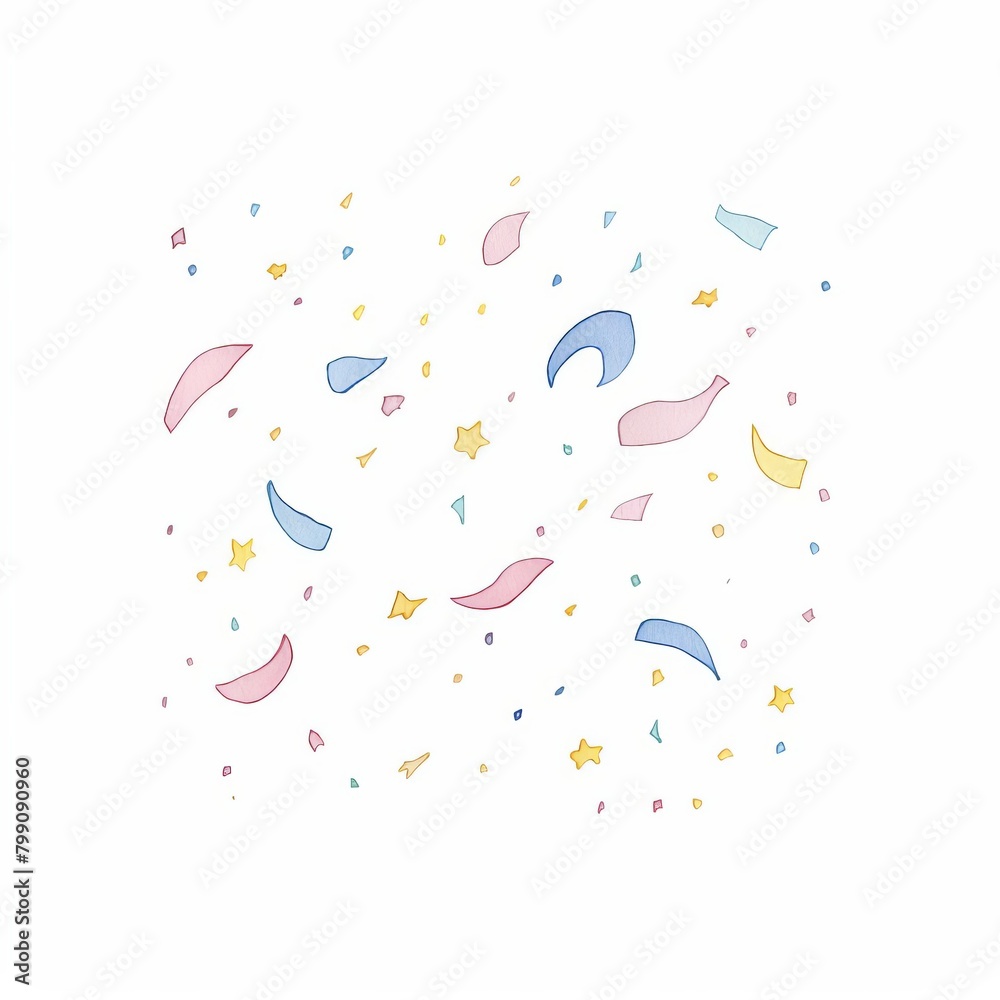New Year confetti watercolor, scattered New Year confetti watercolor