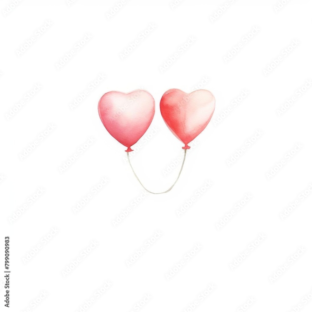 Valentine balloons watercolor, festive Valentine balloons watercolor