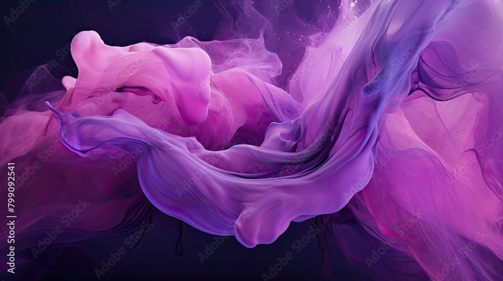Abstract liquid motion in prismatic shades of amethyst