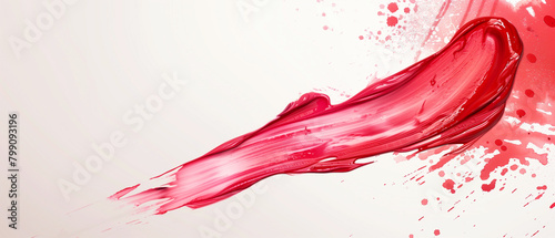 Banner with explosive liquid pink lipstick splash on a white background. Generative AI