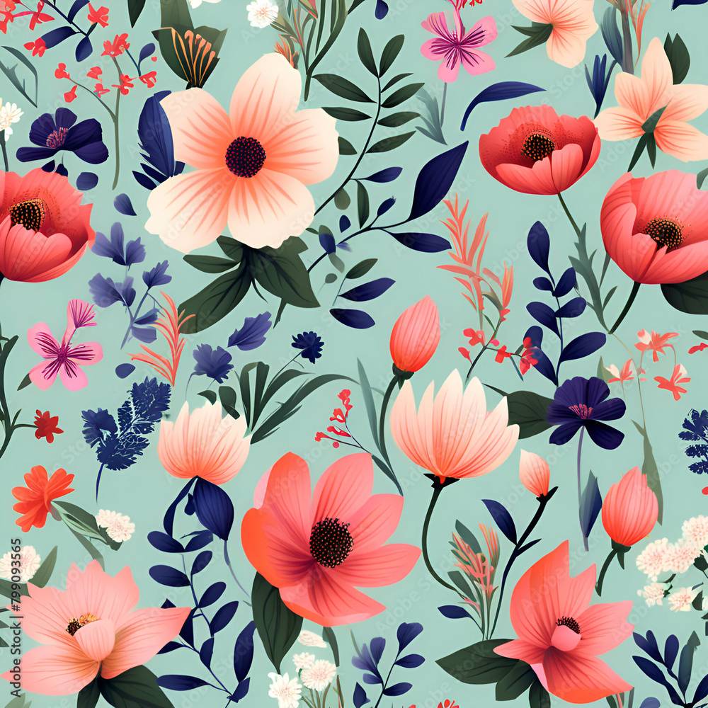 Photo of a beautiful floral background for clothes, textile, crockery etc. generative ai Photo of a beautiful floral background for clothes, textile, crockery etc. generative ai