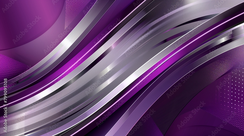 Fototapeta premium Sleek Curved Lines Abstract, Purple Hues, Modern Gradient Background with Copy Space