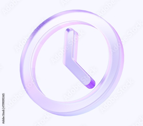 clock icon with colorful gradient. 3d rendering illustration for graphic design, ui ux design, presentation or background. shape with glass effect	